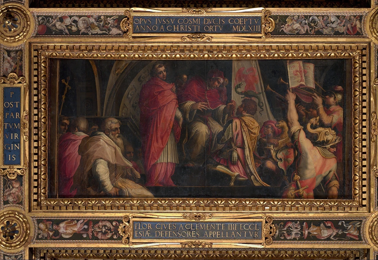 Clemente IV consegna la sua insigna ai capitani della parte guelfa - Palazzo Vecchio, Firenze